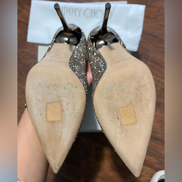 JIMMY CHOO Abel 85 antique gold coarse glitter pump - Picture 4 of 6